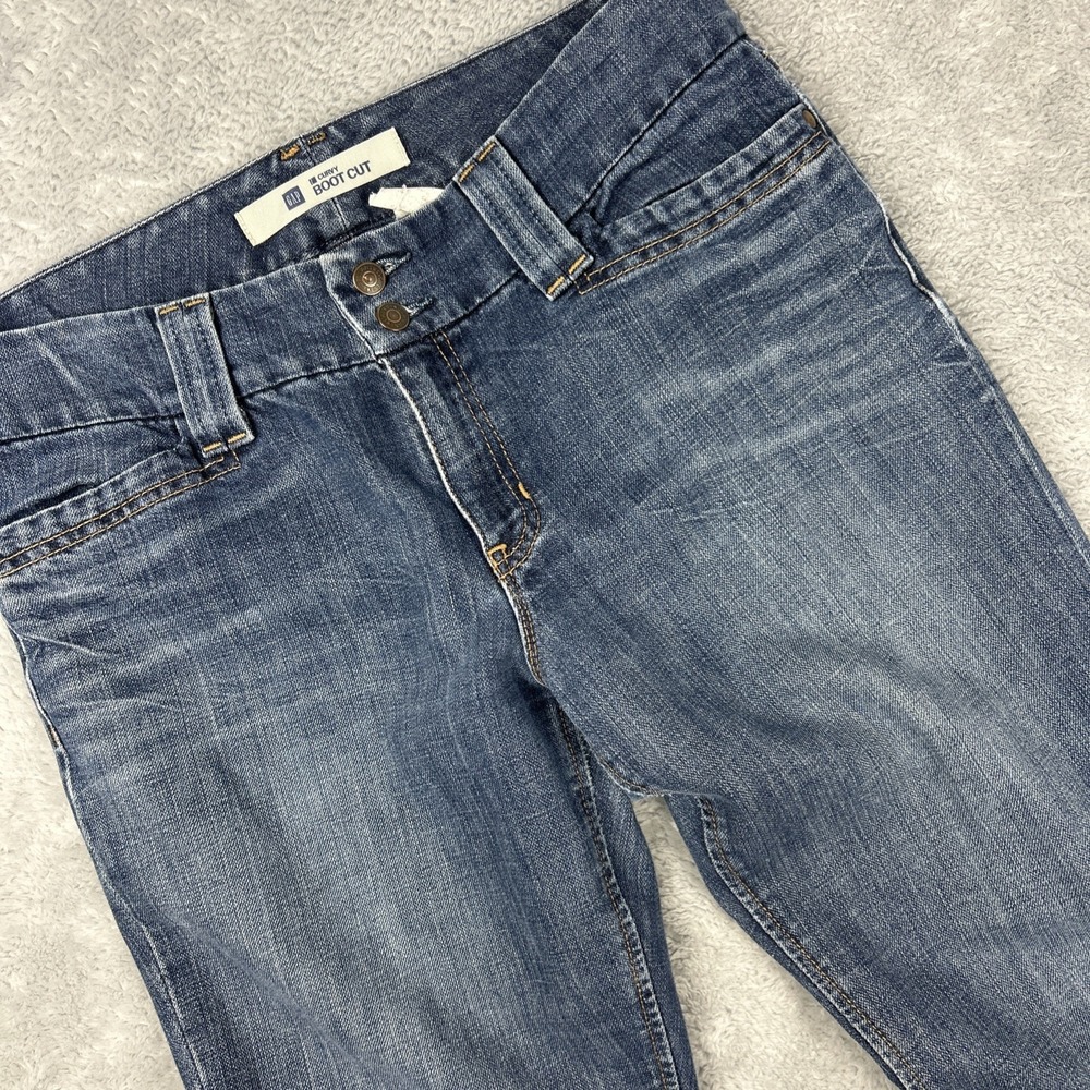 GAP Y2K Low Rise‎ Boot Cut Jeans Curvy Women's 8 29" Inseam Blue Denim Baggy